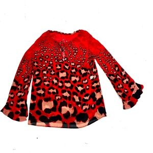 JustCavalli  jaguar print red  silk blouse  size M